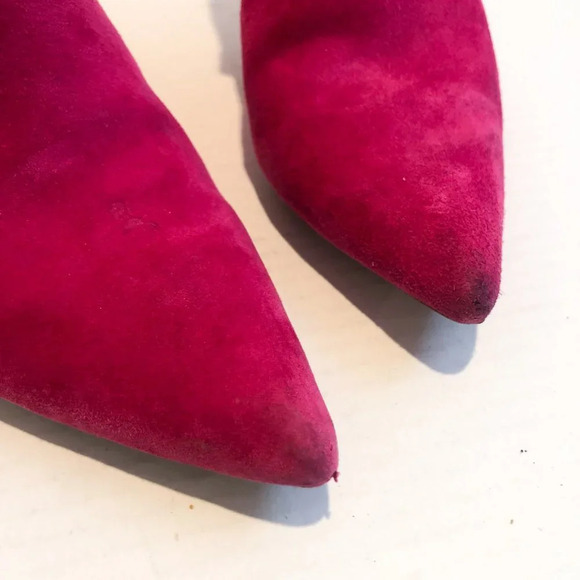 Sam Edelman Colorful Bold Hot Pink Suede Pointed Toe Ankle Booties Women's 6 - Picture 3 of 11
